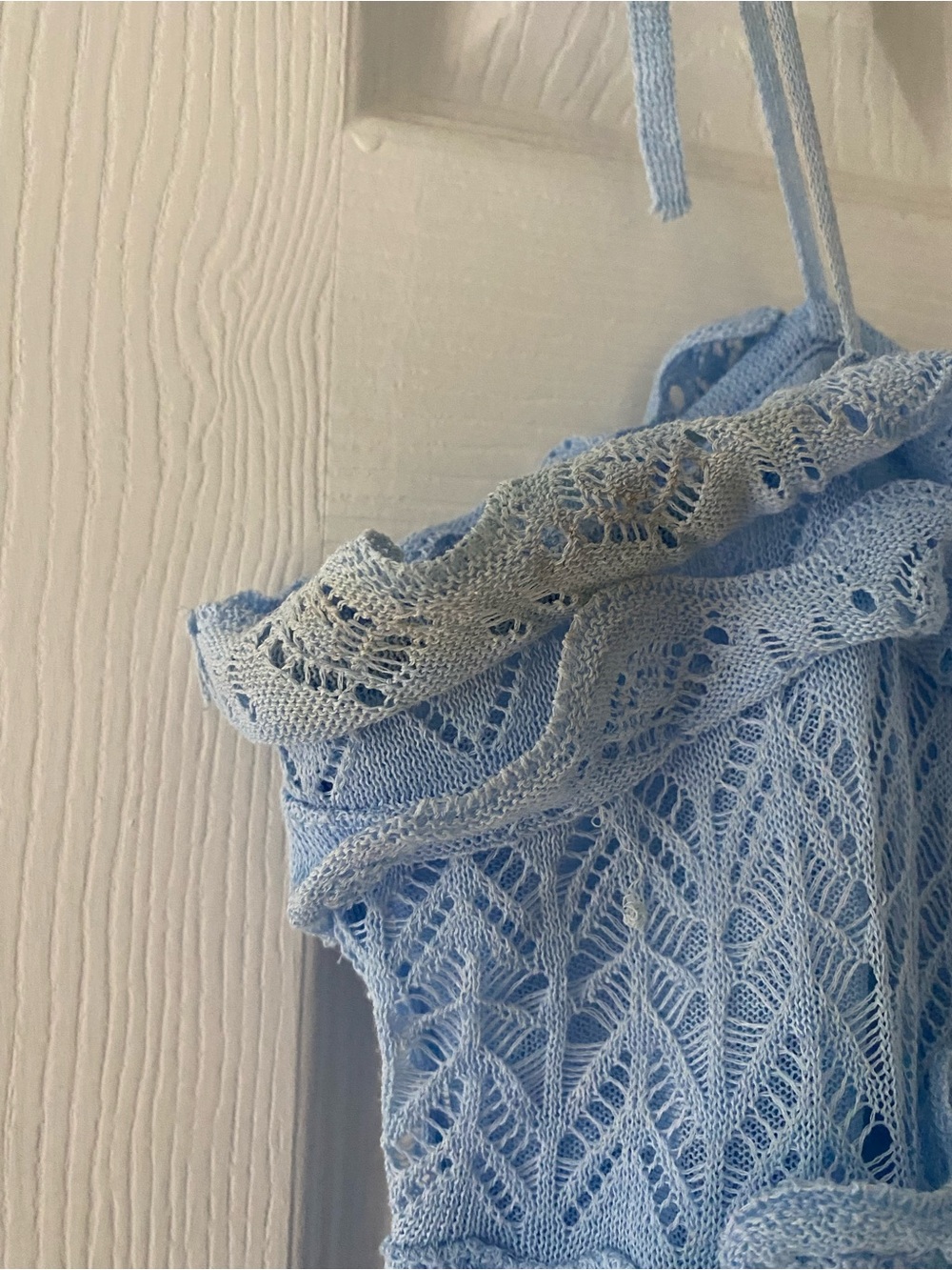 Zara Light Blue Lace Tiered Maxi Dress - Picture 2 of 3